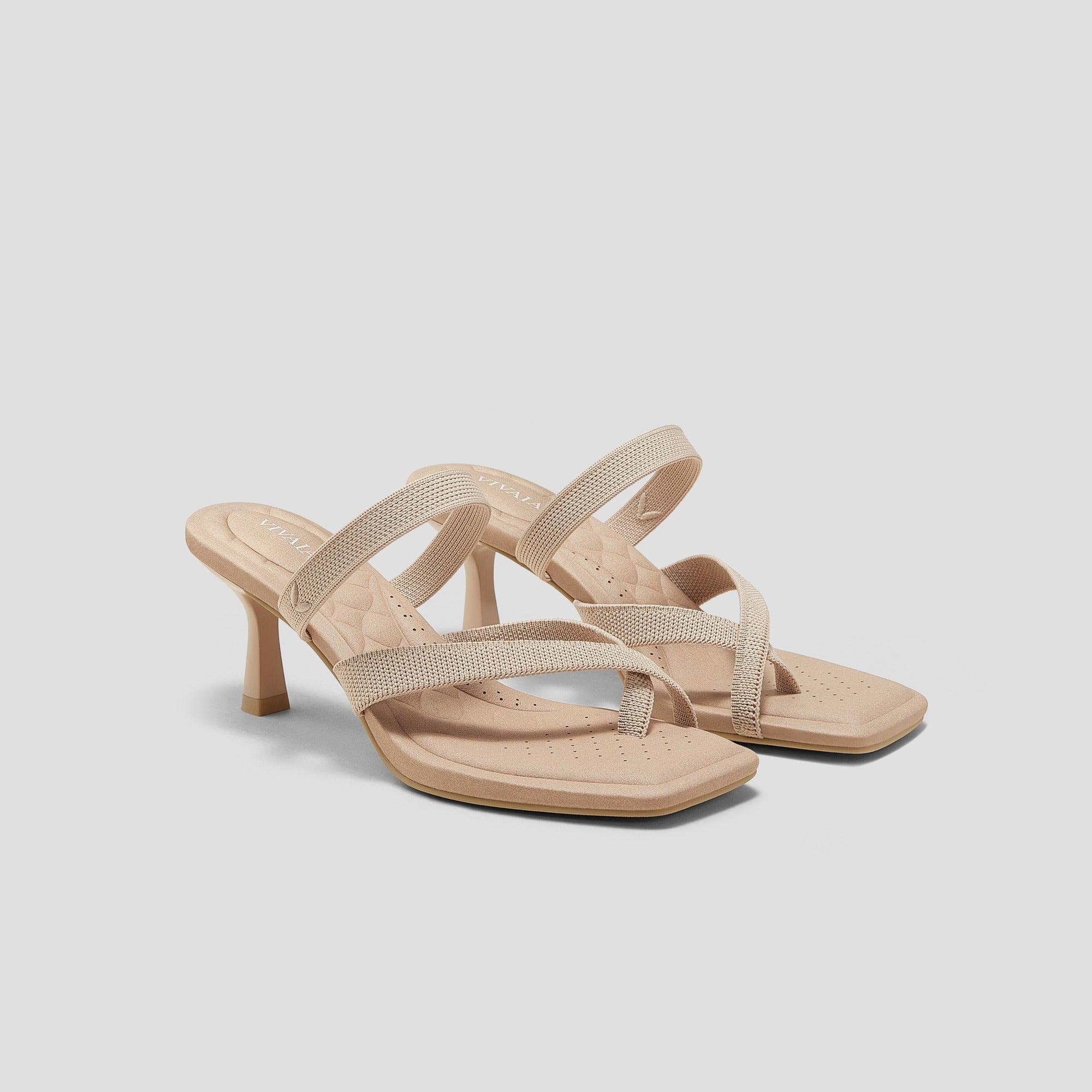 [Alina] Square toe kitten heel strappy sandals