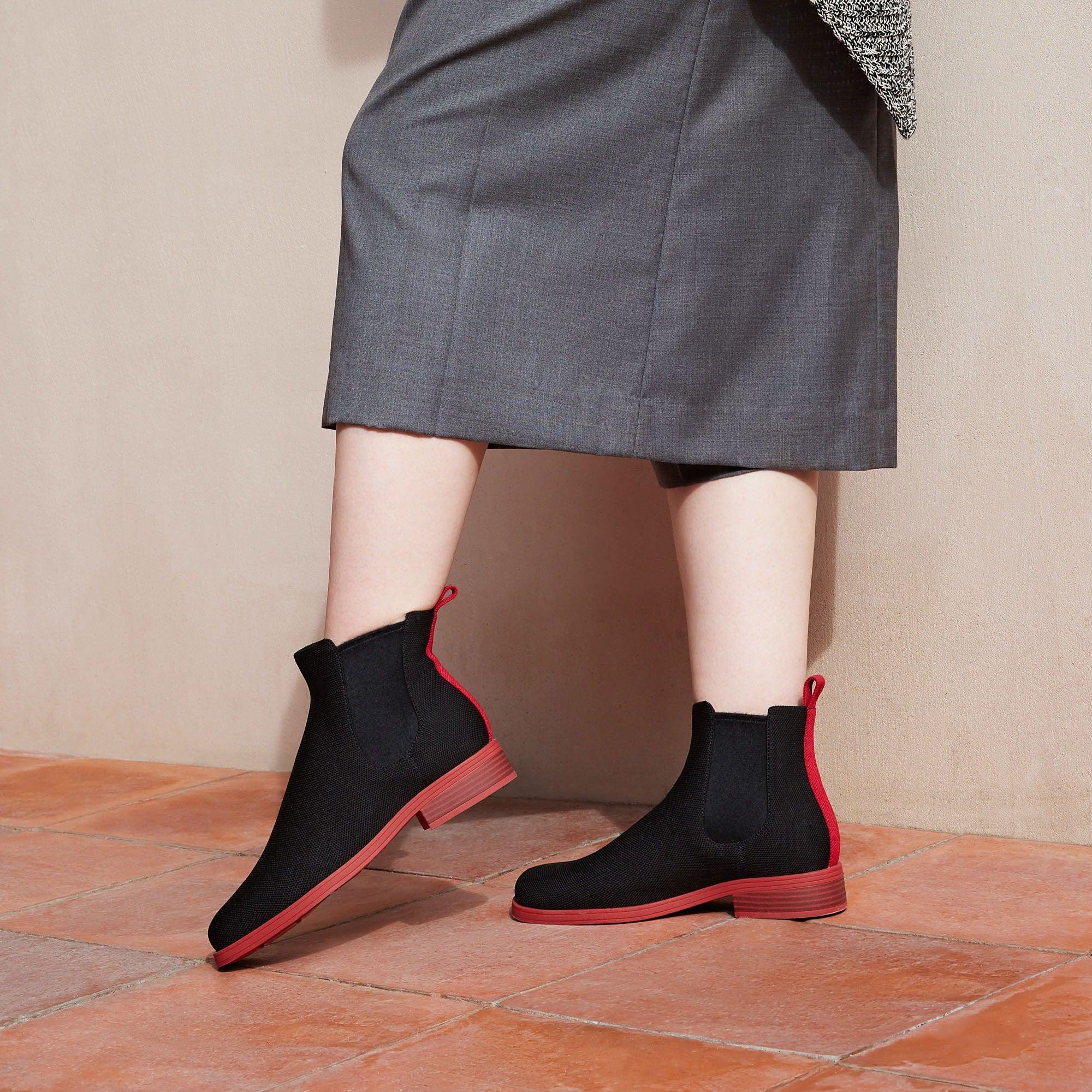 [Clara] Square toe Water-repellent Ankle Chelsea Boots