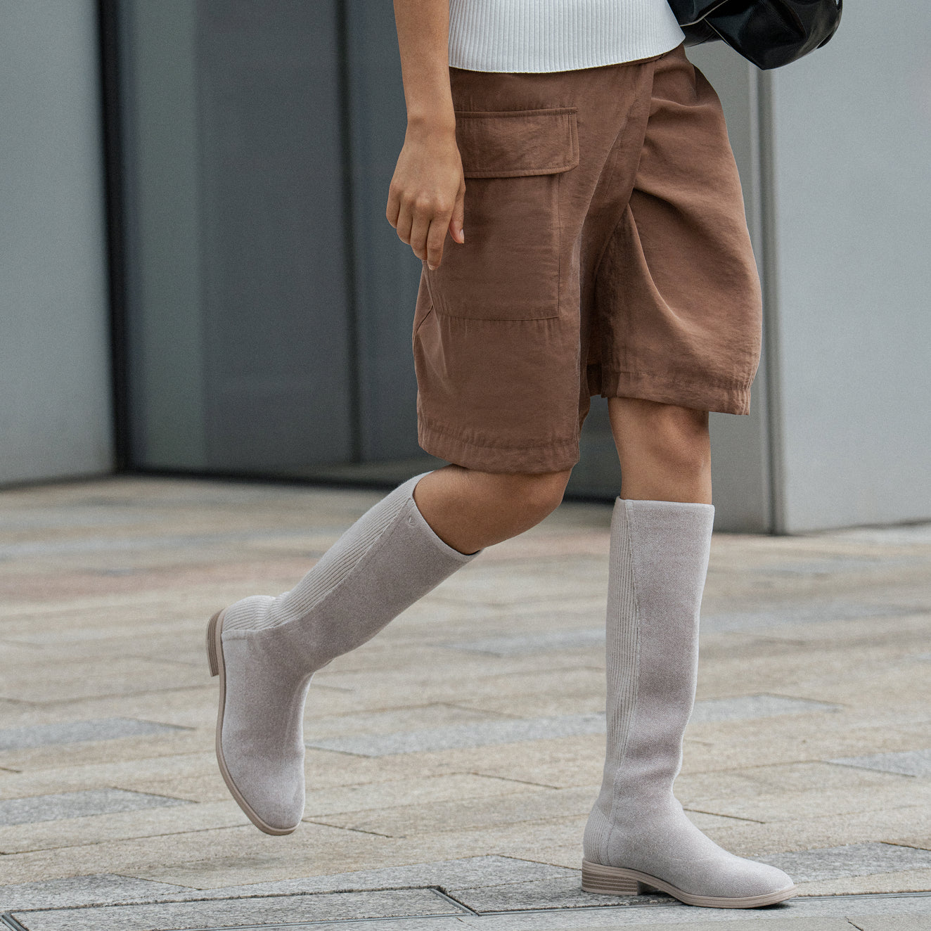 [Aida] スクエアトゥ 撥水加工 ストレッチ ロングブーツ【札幌POPUP先行販売】