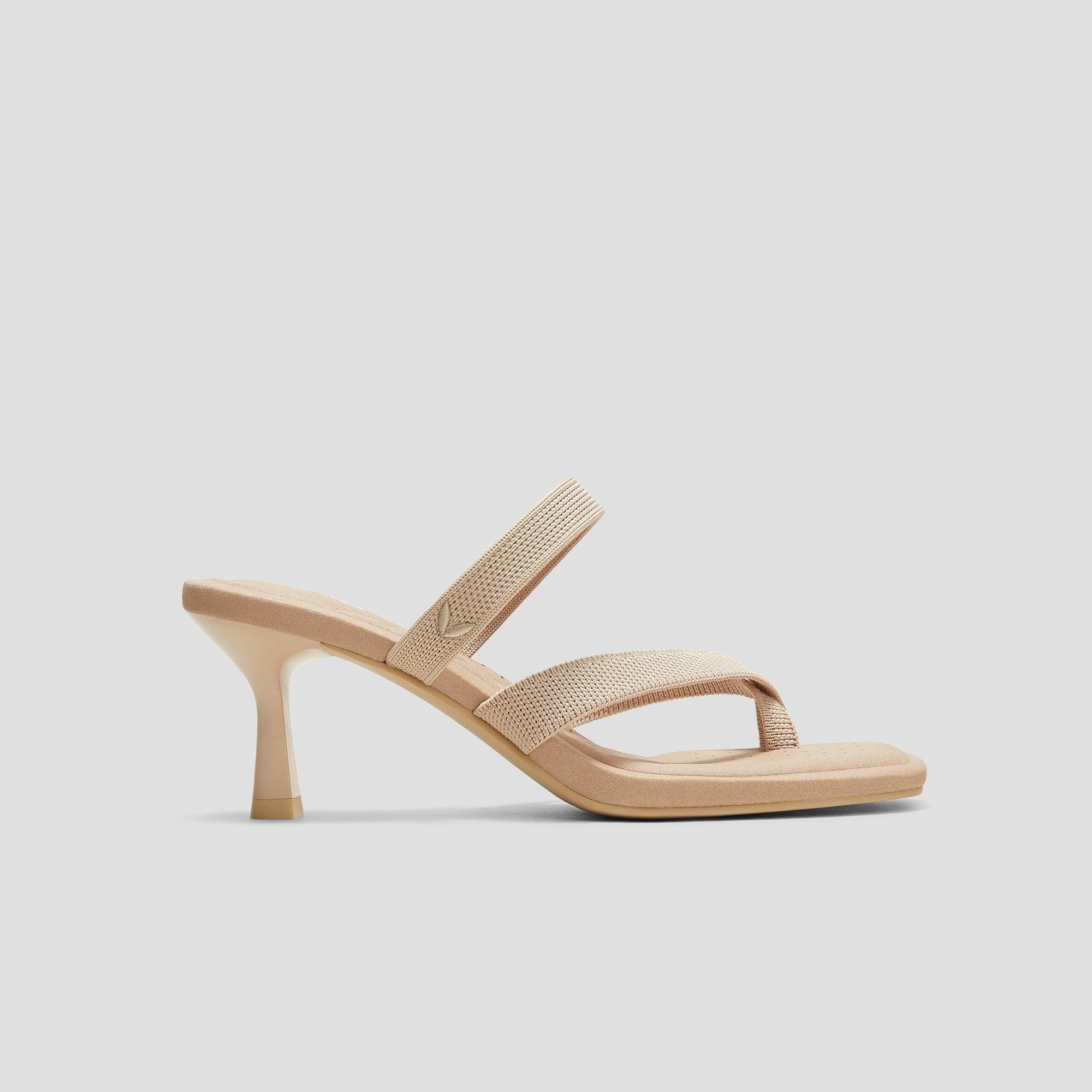 [Alina] Square toe kitten heel strappy sandals