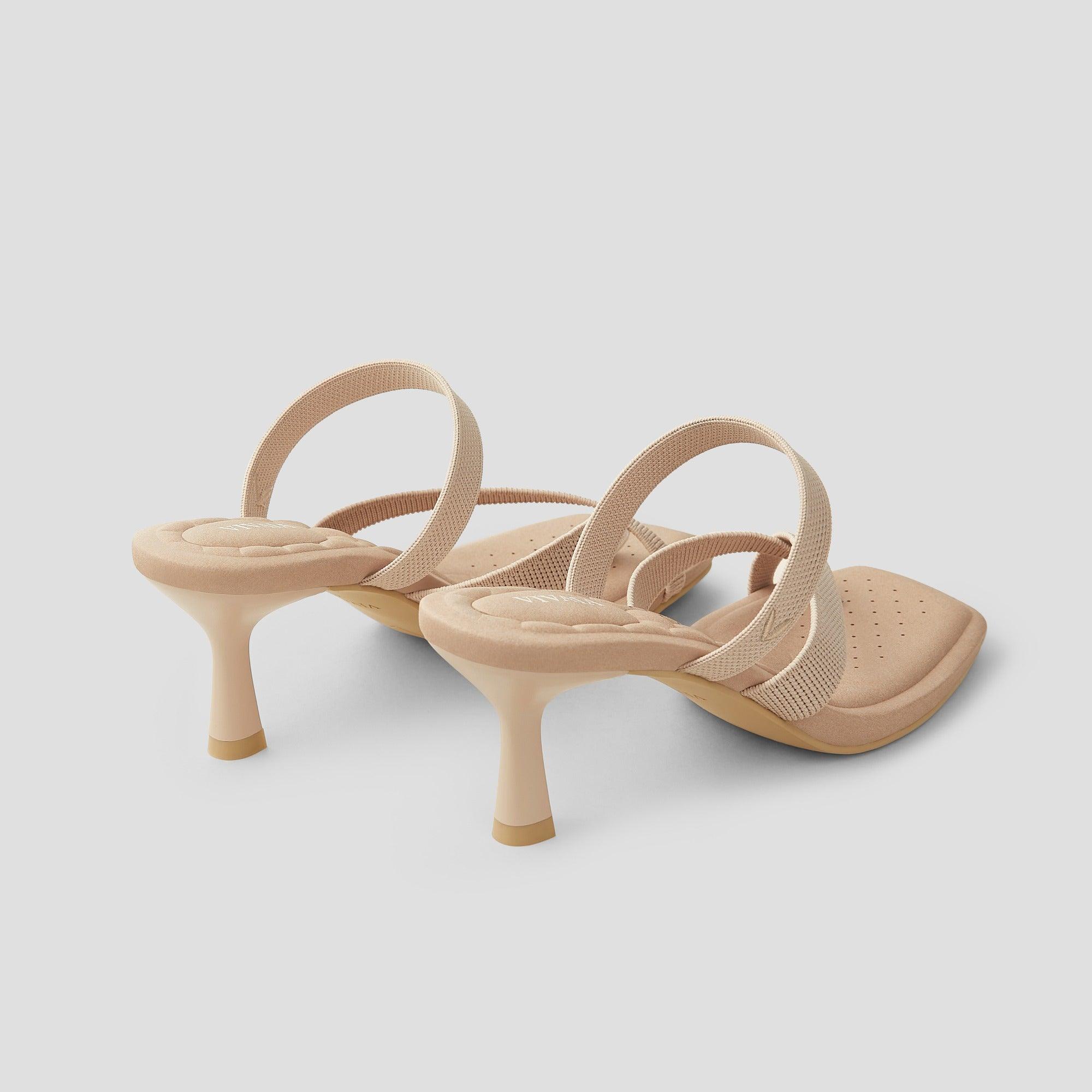 [Alina] Square toe kitten heel strappy sandals