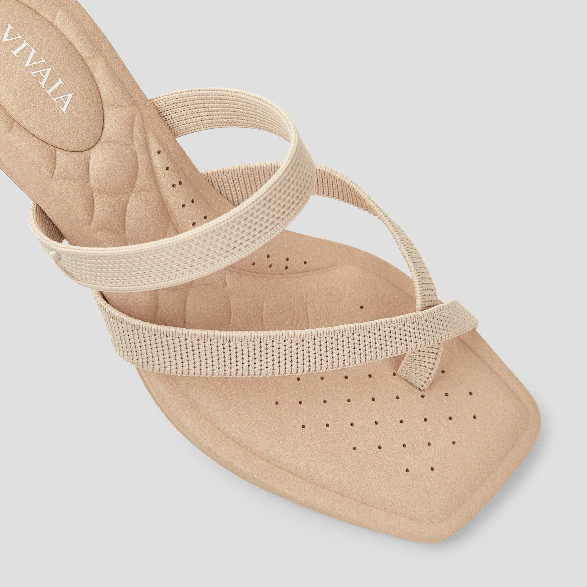 [Alina] Square toe kitten heel strappy sandals