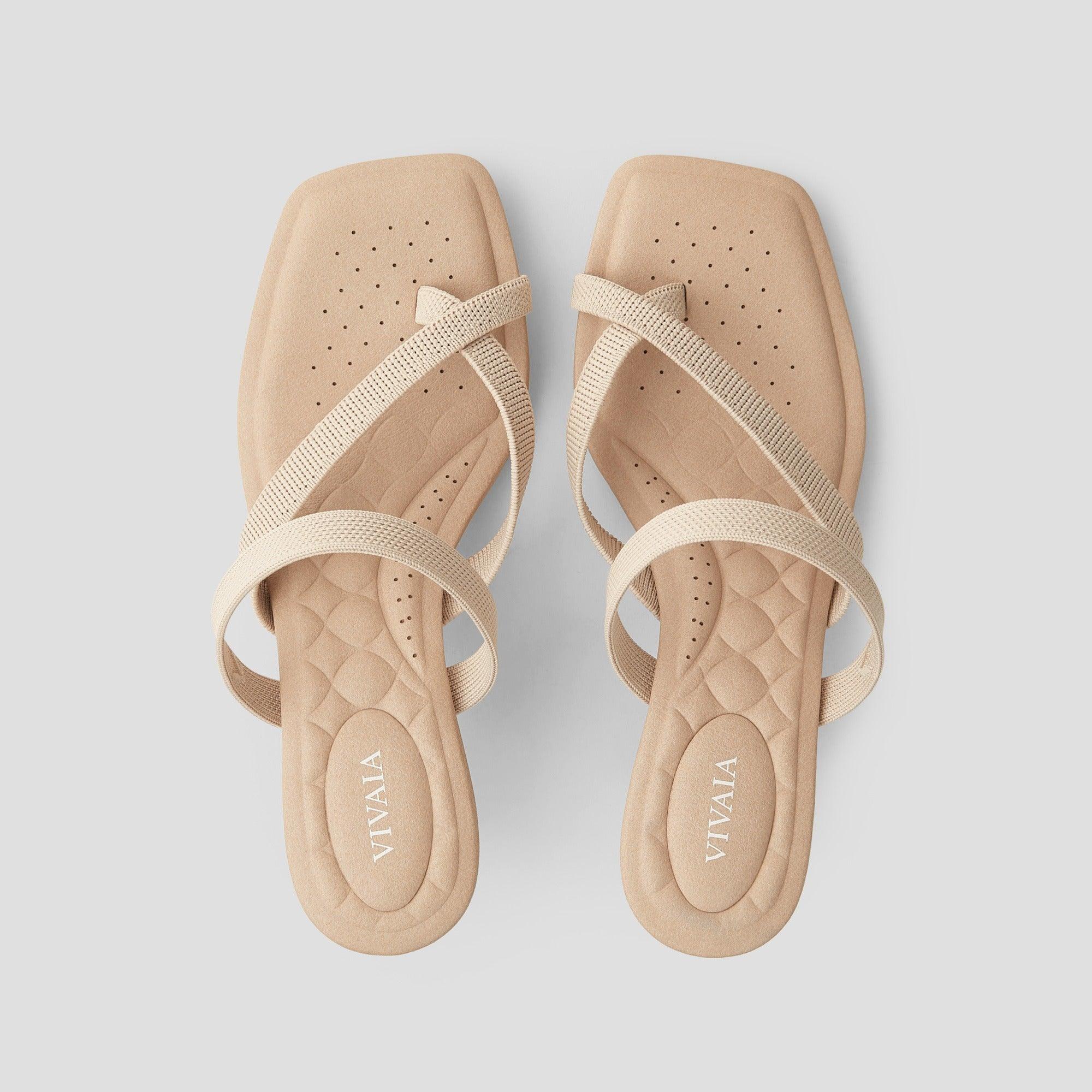 [Alina] Square toe kitten heel strappy sandals